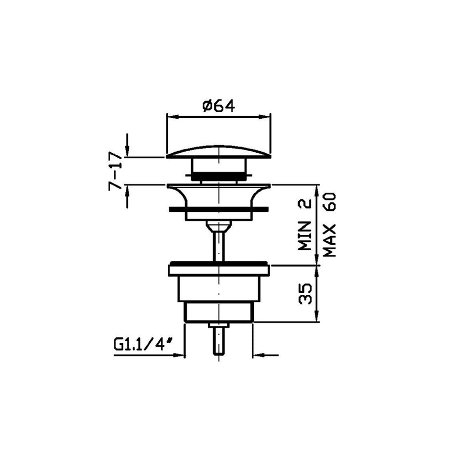 ZUCCHETTI 32MM CLICKER WASTE OVERFLOW/NO OVERFLOW