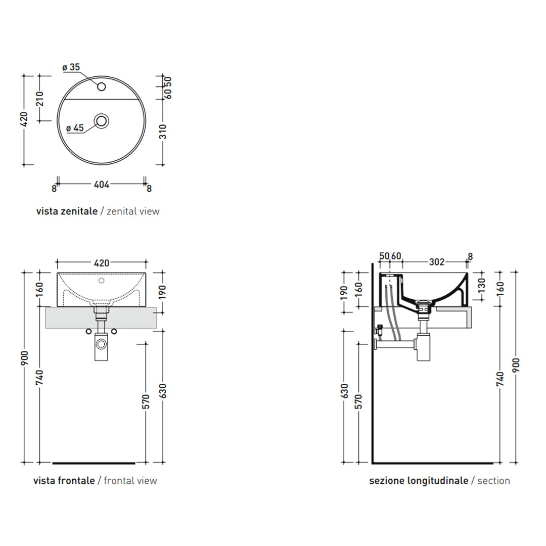 TWIN SET VESSEL BASIN 420X420X190MM 1TH