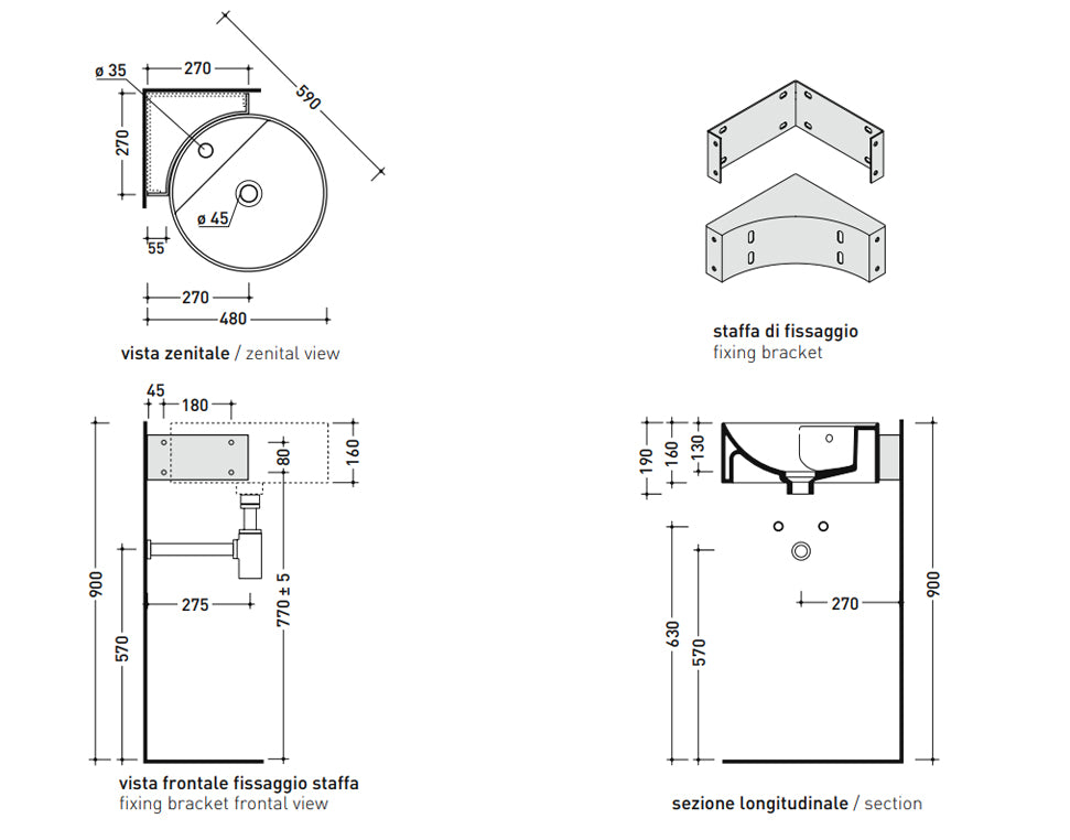 TWIN SET CORNER WALL BRACKET