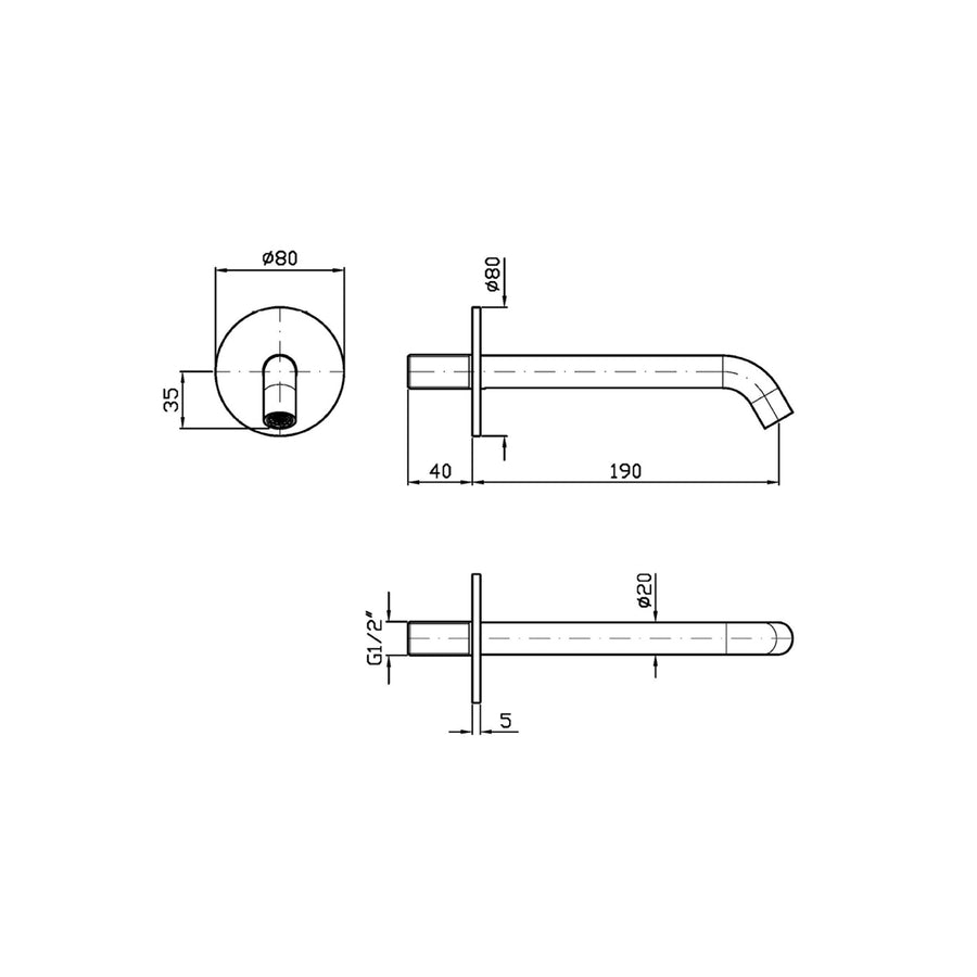 PAN S BATH SPOUT 190MM