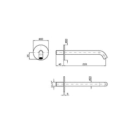 PAN S BATH SPOUT 220MM