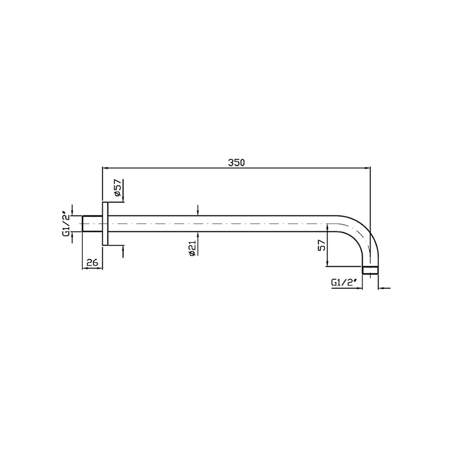 ZUCCHETTI WALL SHOWER ARM 350MM