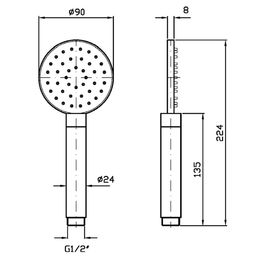 ZUCCHETTI 1 FUNCTION HANDPIECE ROUND
