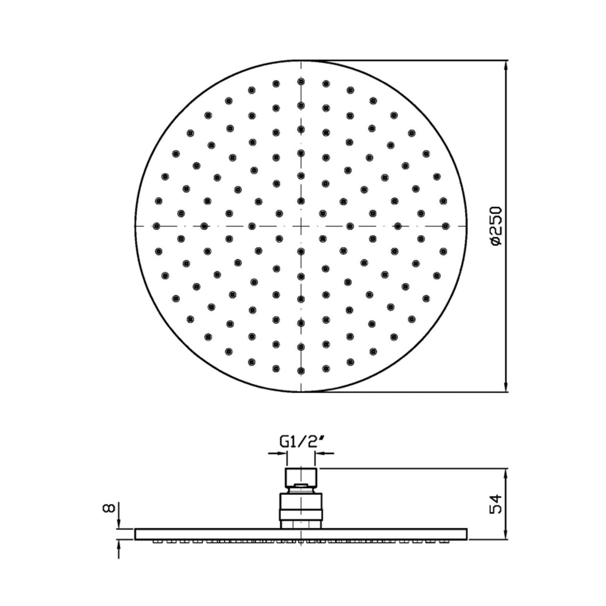 ZUCCHETTI SHOWER HEAD 250MM