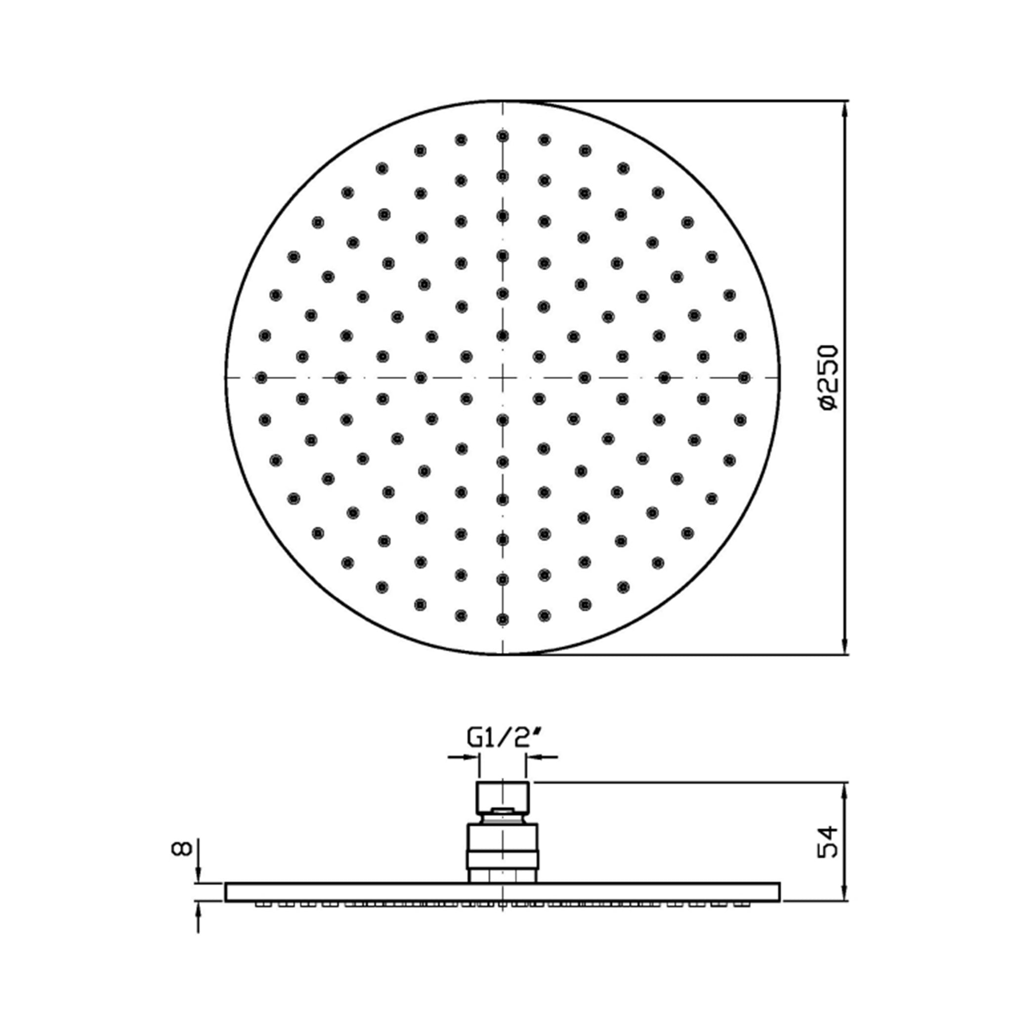 ZUCCHETTI SHOWER HEAD 250MM