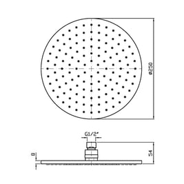 ZUCCHETTI SHOWER HEAD 250MM