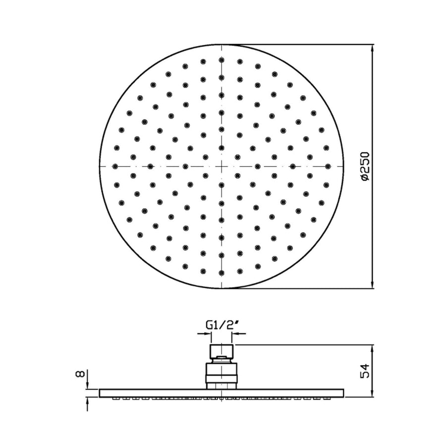 ZUCCHETTI SHOWER HEAD 250MM