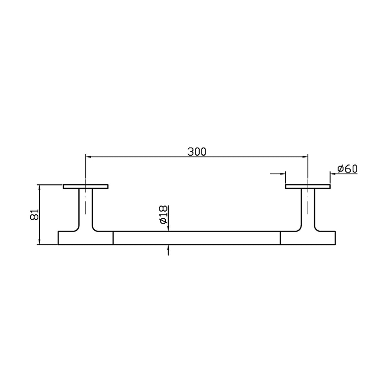 PAN S TOWEL RAIL 300MM