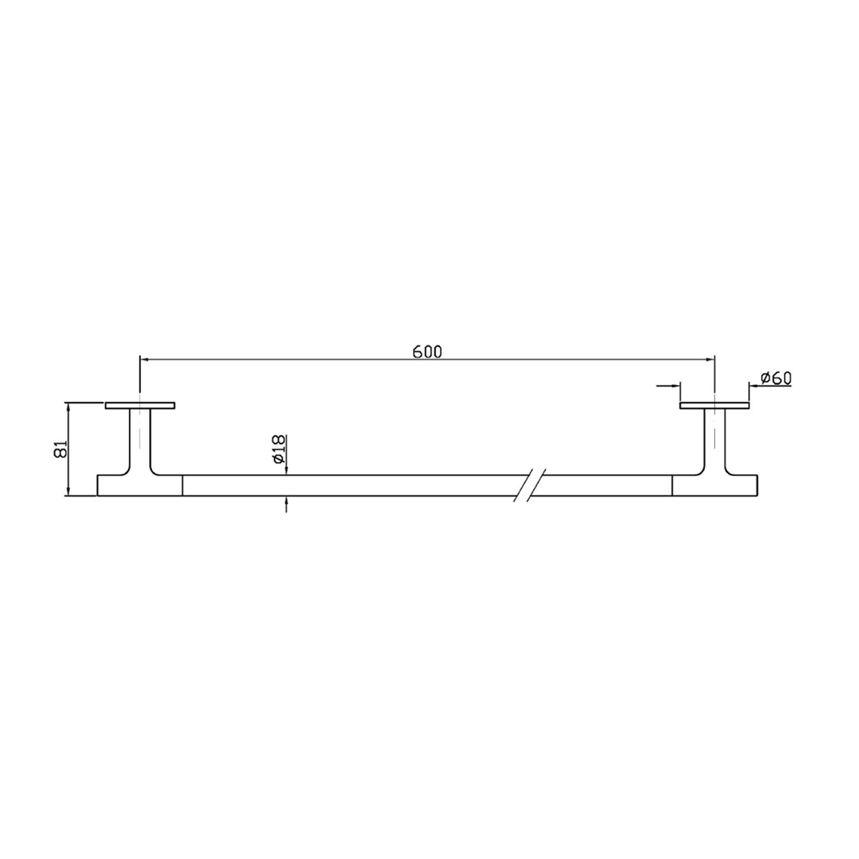 PAN S TOWEL RAIL 600MM