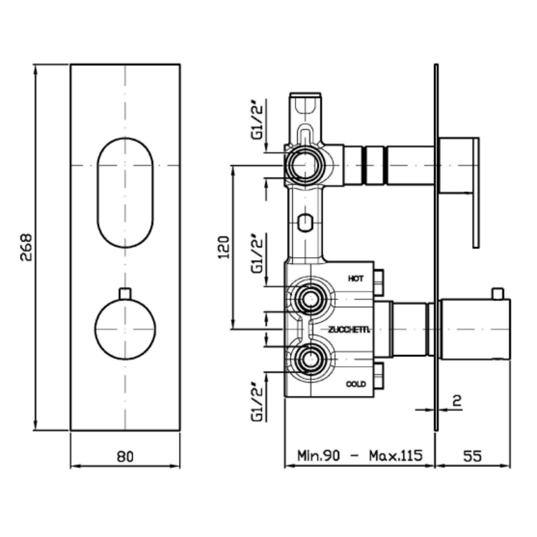 OCTO THERMOSTATIC SHOWER MIXER 1FCT