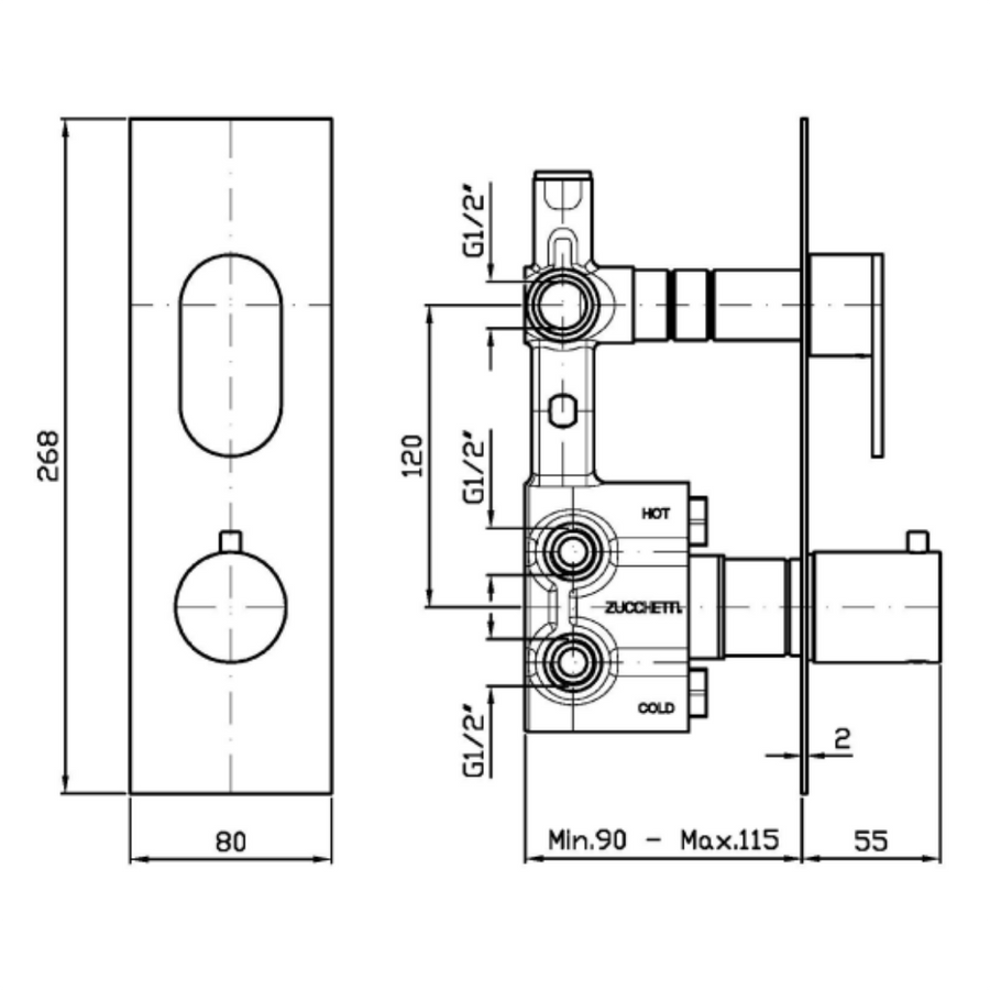 OCTO THERMOSTATIC SHOWER MIXER 1FCT