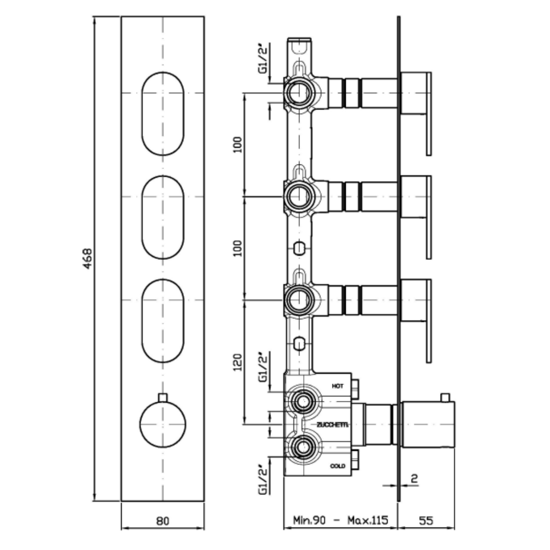 OCTO THERMOSTATIC SHOWER MIXER 3FCT