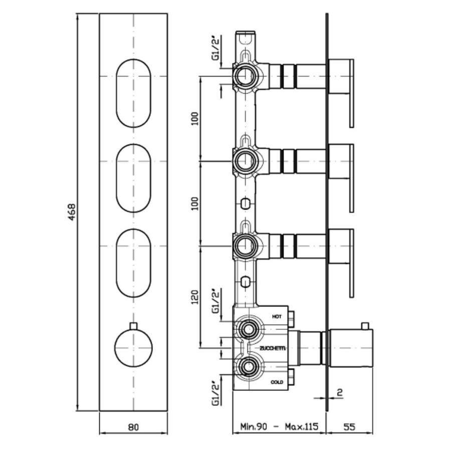 OCTO THERMOSTATIC SHOWER MIXER 3FCT