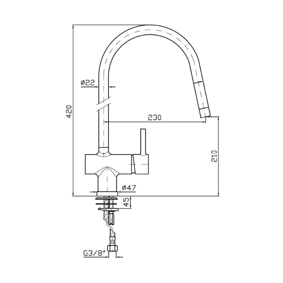 PAN S KITCHEN MIXER WITH PULL OUT SPRAY