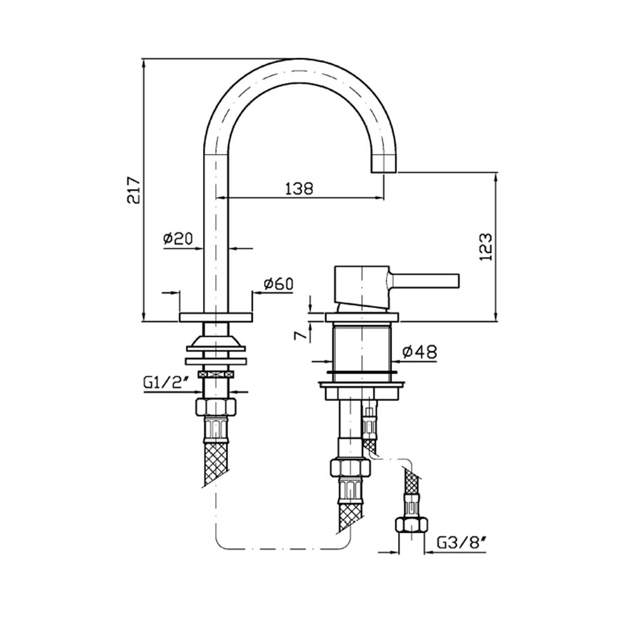 PAN S 2TH GOOSE NECK BASIN MIXER