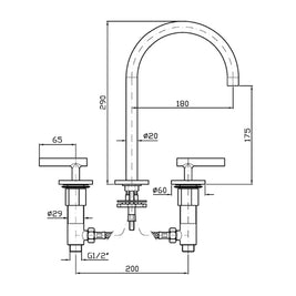 PAN S 3TH EXTENDED HEIGHT DECK MOUNTED BASIN MIXER