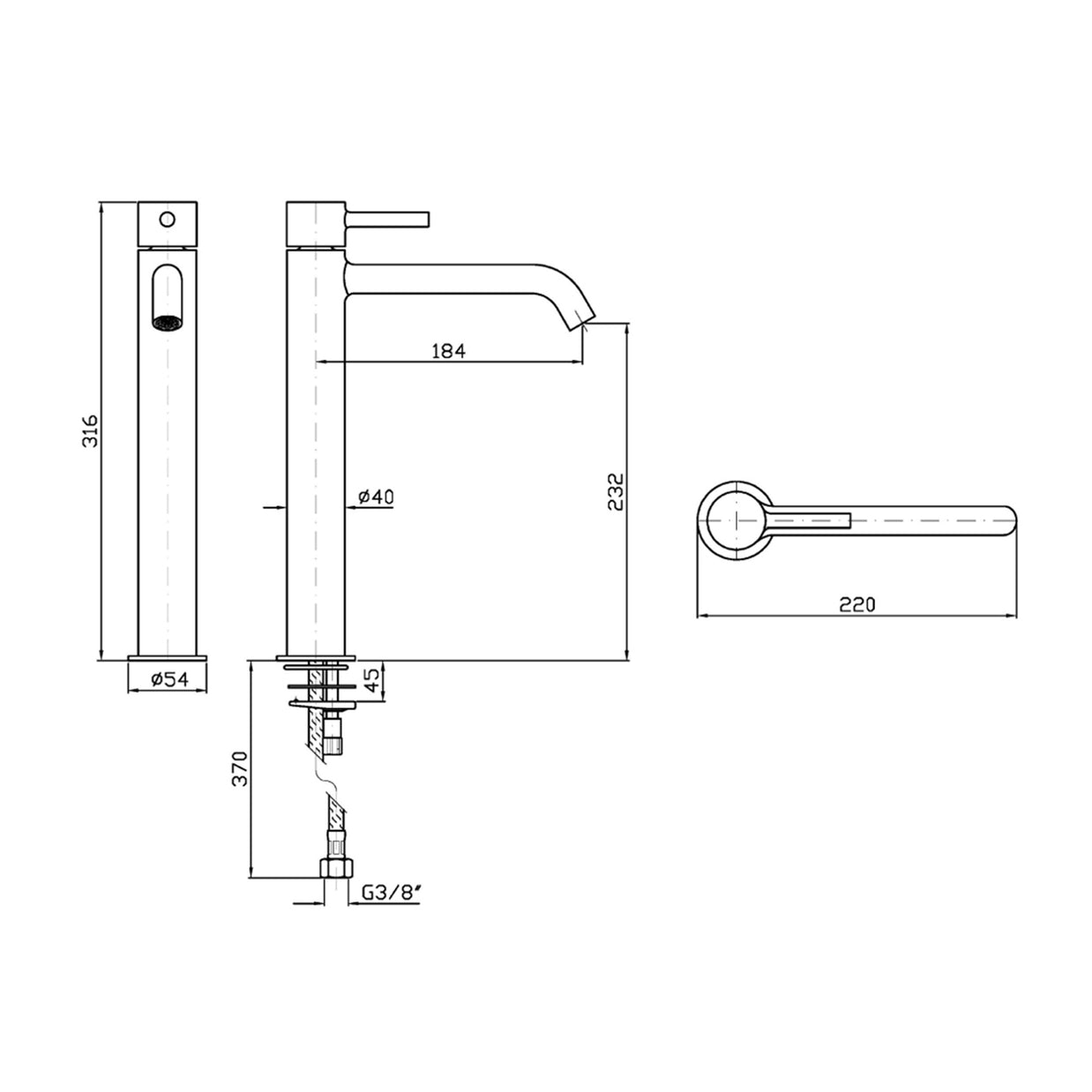PAN S EXTENDED HEIGHT BASIN MIXER