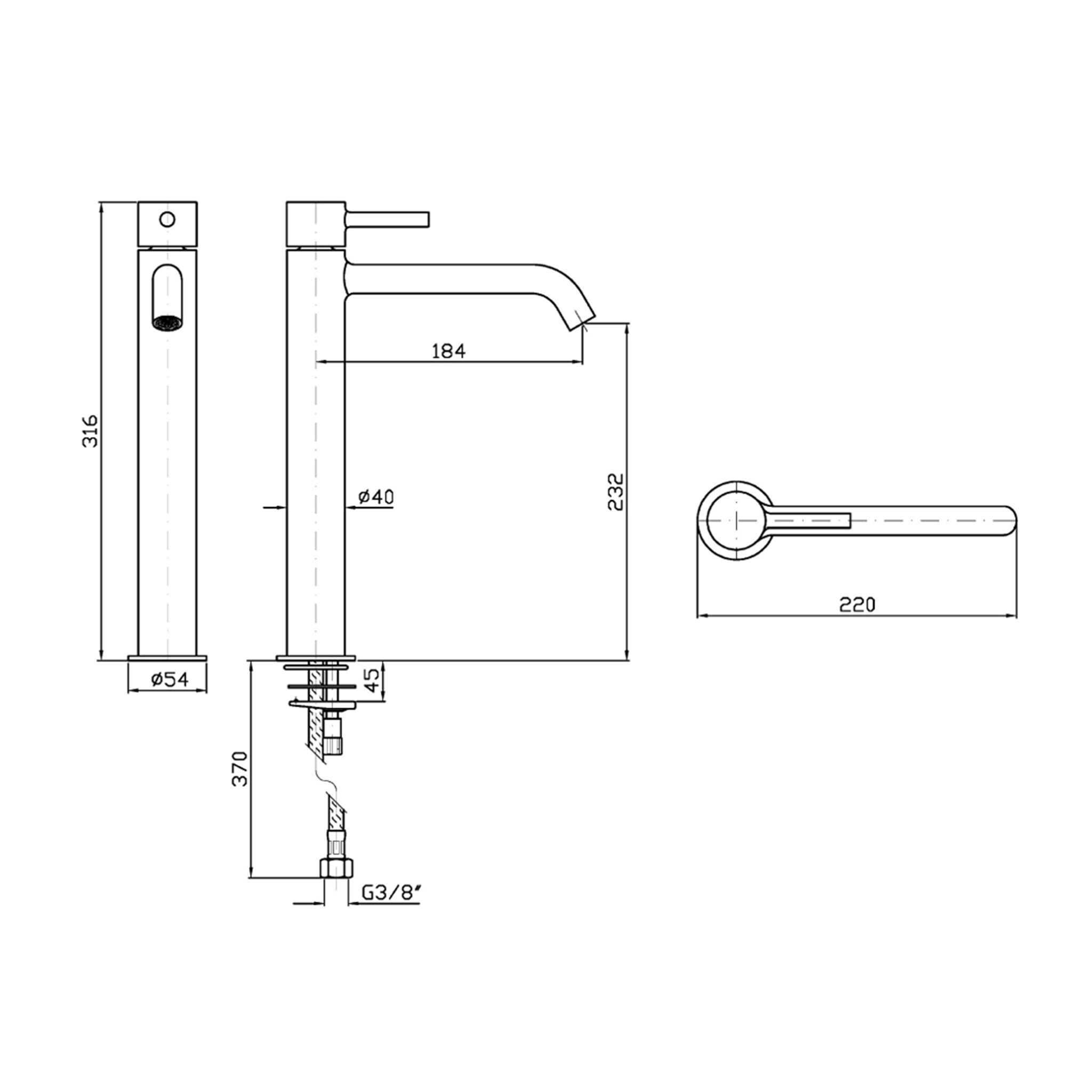 PAN S EXTENDED HEIGHT BASIN MIXER