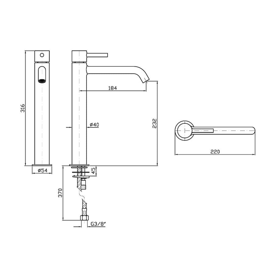 PAN S EXTENDED HEIGHT BASIN MIXER