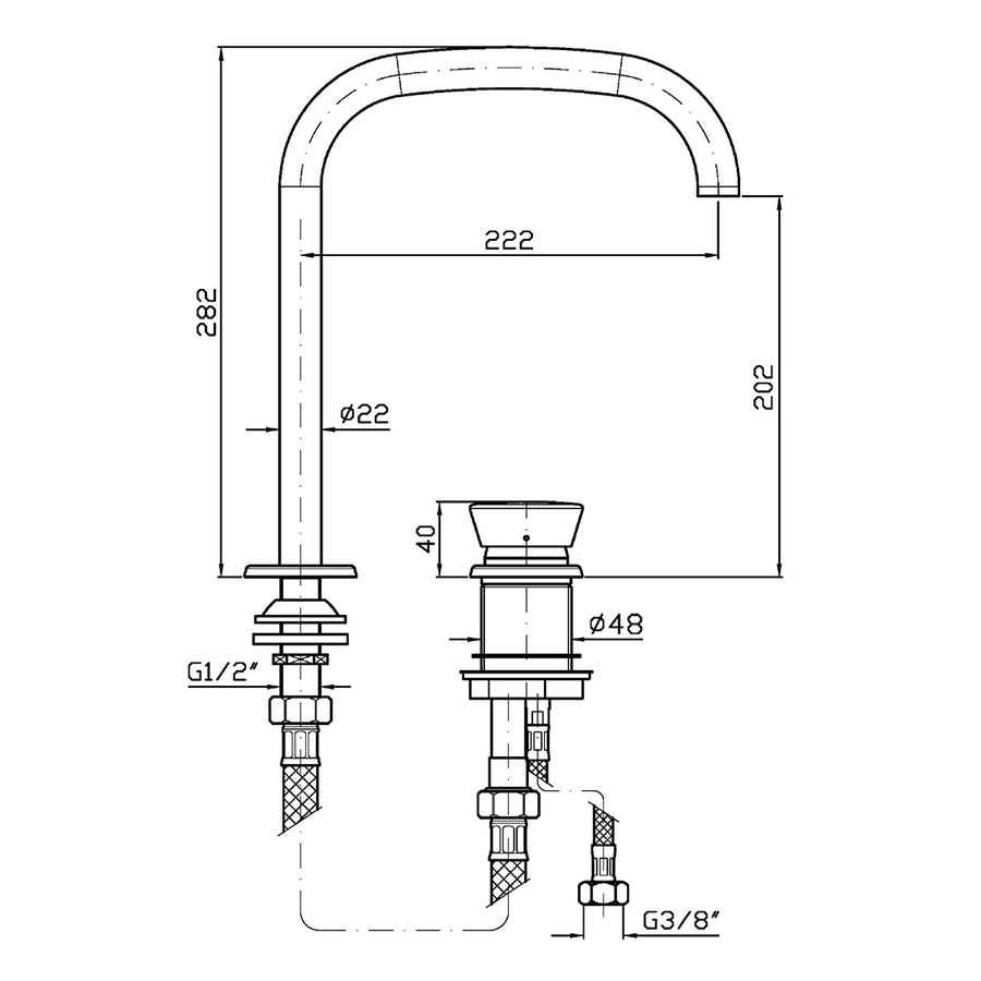 SABLIER 2TH EXTENDED HEIGHT DECK MOUNTED BASIN MIXER