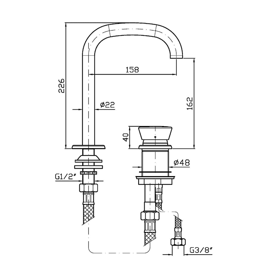 SABLIER 2TH DECK MOUNTED BASIN MIXER