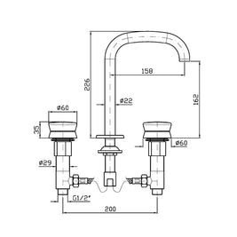 SABLIER 3TH DECK MOUNTED BASIN MIXER
