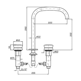 SABLIER 3TH EXTENDED HEIGHT DECK MOUNTED BASIN MIXER