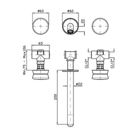 SABLIER 3TH WALL MOUNTED BASIN MIXER 195MM