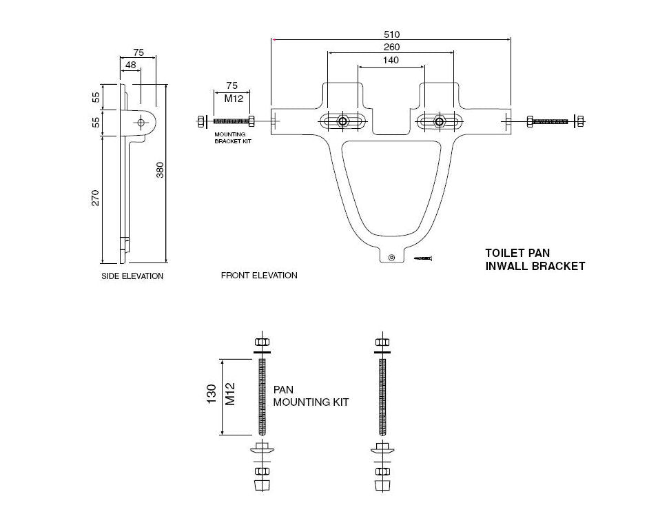 WALL HUNG BRACKET & BOLTS