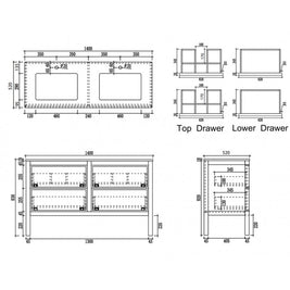 ARRIVO 1400 FLOOR VANITY W/ 2TH MARBLE TOP