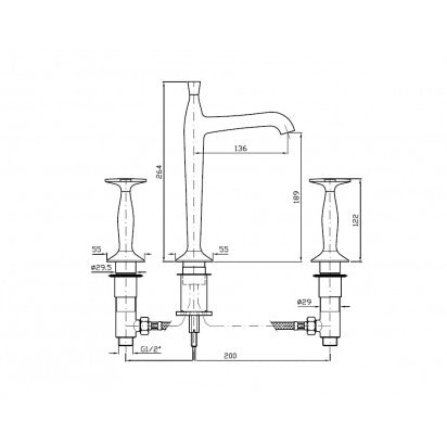 BELLAGIO BASIN MIXER 3TH HIGH SPOUT PUW