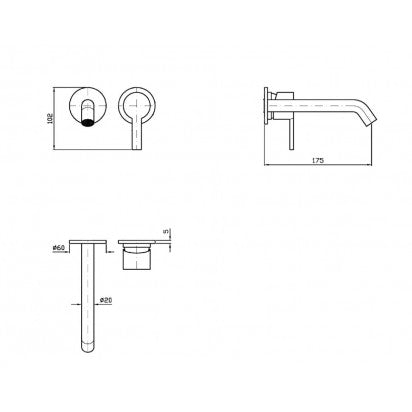 GILL WALL MOUNTED BASIN MIXER 175MM