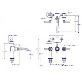 STYLE MODERNE DECK MOUNT BATH SHOWER MIXER C/W HAND SHOWER