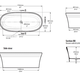WARNDON FREESTANDING BATH 1702 X 801 X 598