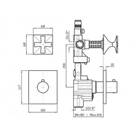 BELLAGIO CROSS TOP THERMOSTATIC MIXER LEVER 1 X STOP TAP TRIMSET