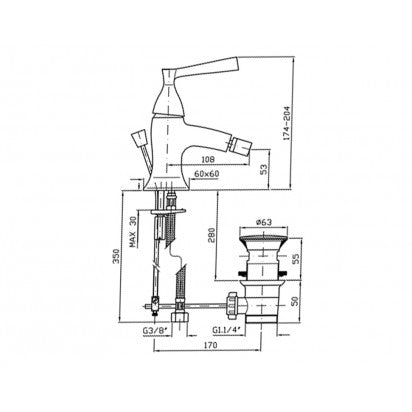 BELLAGIO SINGLE LEVER BIDET MIXER 1TH PUW