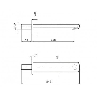 BRIM WALL SPOUT 225MM
