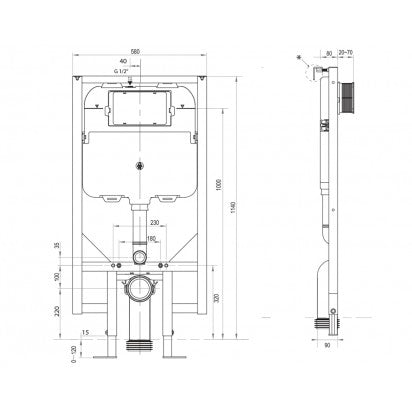 FRONT FLUSH MECHANICAL INWALL CISTERN WITH METAL FRAME