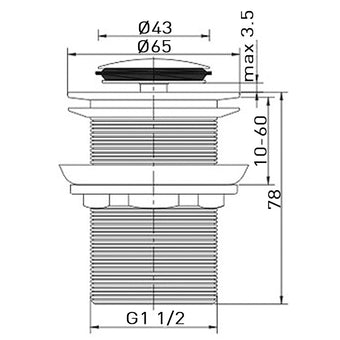 BATH CLICKER WASTE 40MM NO OVERFLOW