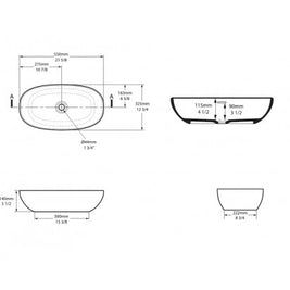 BARCELONA 55 VESSEL BASIN 550MM X 325MM NTH