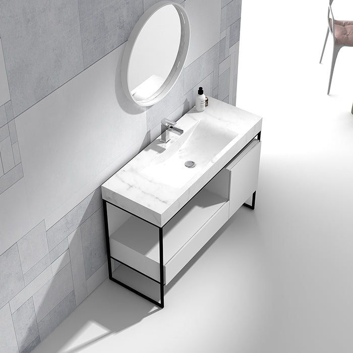 PURE FRAME FLOOR VANITY 1200 X1 DRAWER 1X DOOR WITH MARBLE TOP 1TH