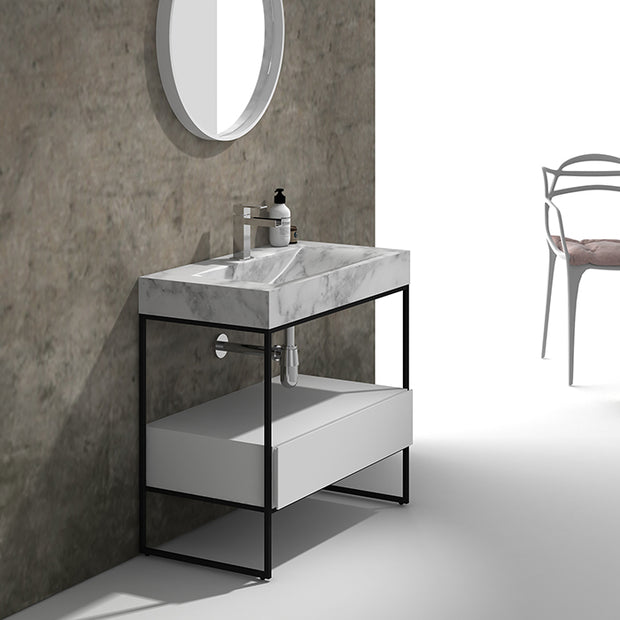 PURE FRAME FLOOR VANITY 900 X1 DRAWER WITH MARBLE TOP 1TH