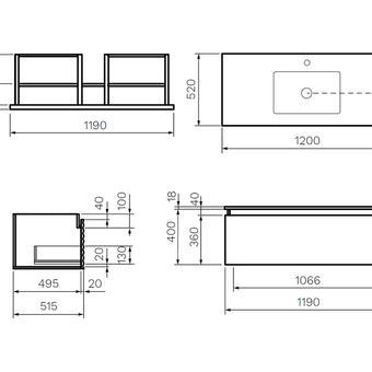 LOOM 1200 WALL VANITY 1TH 1 X DRAWER