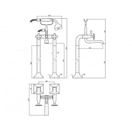 BELLAGIO FLOOR MOUNT BATH/SHOWER MIXER WITH PILLARS