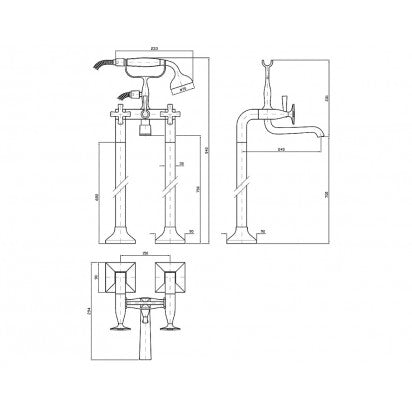 BELLAGIO FLOOR MOUNT BATH/SHOWER MIXER WITH PILLARS