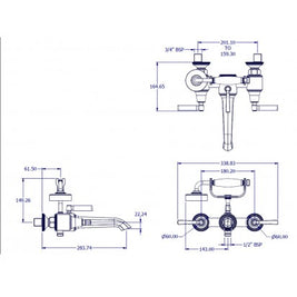 STYLE MODERNE WALL MOUNT BATH SHOWER MIXER C/W HAND SHOWER
