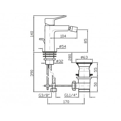 BRIM BIDET MIXER CHROME