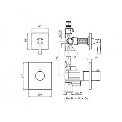 BELLAGIO LEVER THERMOSTATIC MIXER LEVER 1 X STOP TAP TRIMSET
