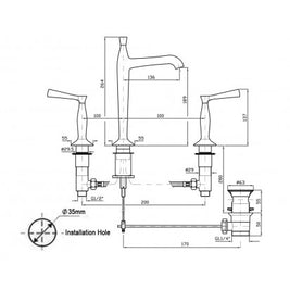 BELLAGIO LEVER BASIN MIXER 3TH WITH HIGH SPOUT