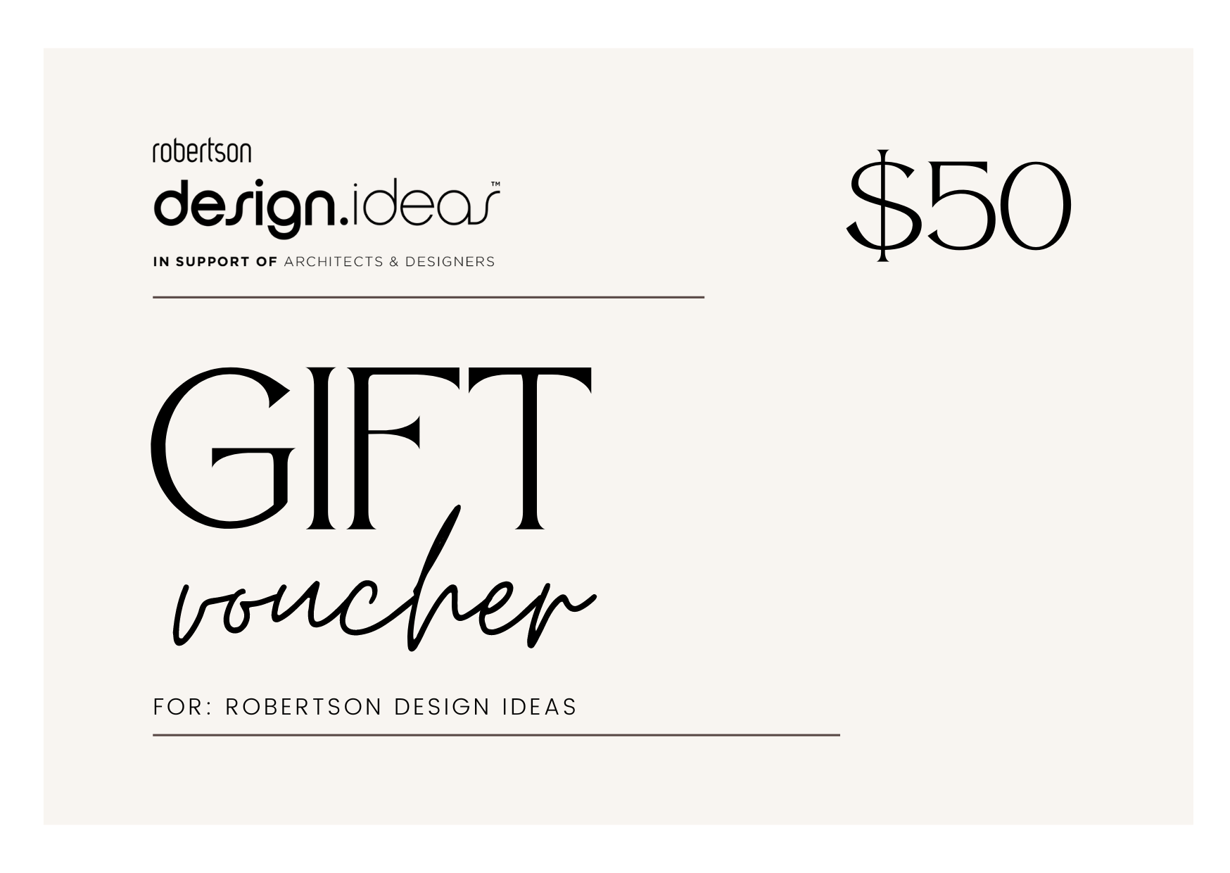 Robertson Design Ideas Gift Voucher
